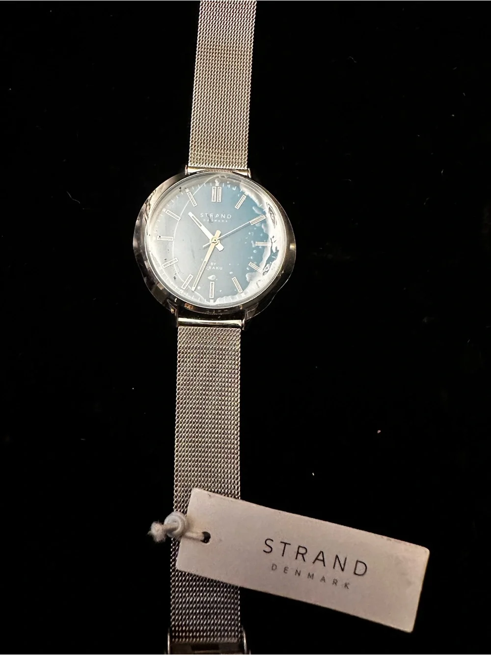 NWT Strand by Obaku watch vibrant blue dial/mesh bracelet. AS IS UNTESTED